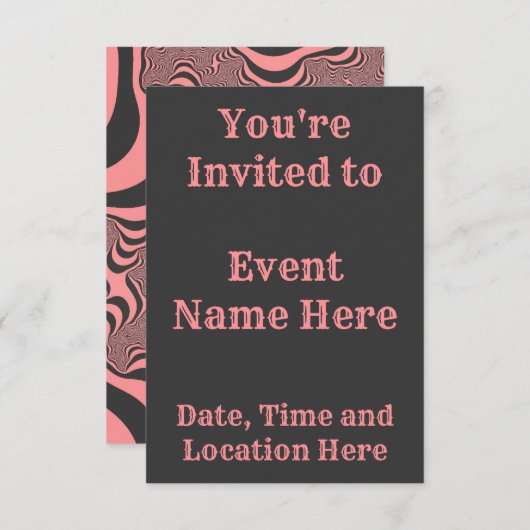色褪せたピンクのシマ模様 招待状 (正面/裏面)
