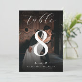 色褪せた写真 ブラック ウェディング 5x7 テーブルナンバー カード (スタンド正面)