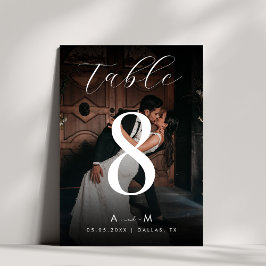 色褪せた写真 ブラック ウェディング 5x7 テーブル ナンバー カード