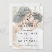 色褪せた写真 私たちの愛のストーリータイムライン ウェディング セーブザデート (正面)