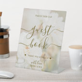 色褪せた白いバラのロマンチックな署名Our Guestbook 台座サイン (インサイチュ)