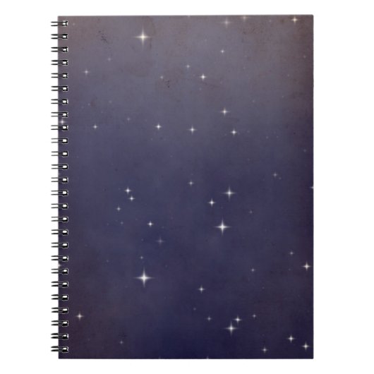 色褪せた紫の夜空の星の群れ ノートブック (正面)