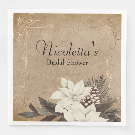 色褪せた羊皮紙に飾られたビンテージの冬の花 (正面)