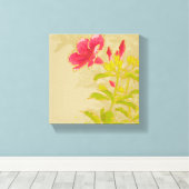 色調のアラマンダの花 キャンバスプリント (インサイチュ (ウッドフロア))