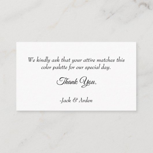 色調整された結婚式招待状挿入カード エンクロージャーカード (裏面)