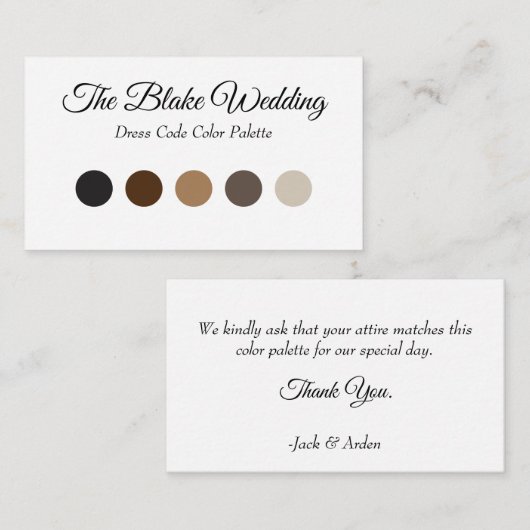 色調整された結婚式招待状挿入カード エンクロージャーカード (正面/裏面)