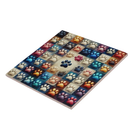 色違う付き犬の手描き タイル (側面)