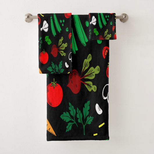 色野菜数々のデザインバスタオルセット バスタオルセット (インサイチュ)