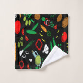 色野菜数々のデザインバスタオルセット バスタオルセット (ウォッシュタオル)