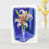 色鉛筆でめまいオリエンタルリリー カード (黄色い花)