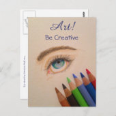 色鉛筆でクリエイティブのアイスケッチをする ポストカード (正面/裏面)