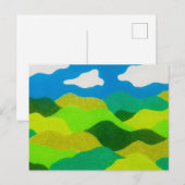 色鉛筆の抽象的な風景 青空 ポストカード (正面/裏面)