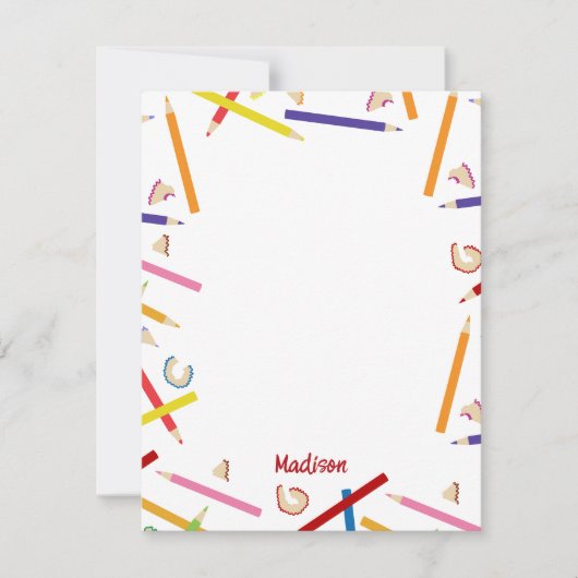 色鉛筆の模様 子供 カスタム名 ノートカード (正面)