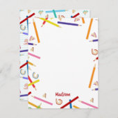 色鉛筆の模様 子供 カスタム名 ノートカード (正面/裏面)