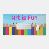 色鉛筆アートはおもしろい デスクマット (キーボード&マウス)