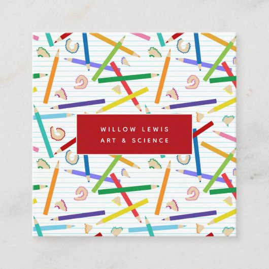 色鉛筆アートスクール先生指導 スクエア名刺 (正面)