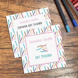 色鉛筆アートホワイトスクエアビジネスカード スクエア名刺