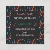 色鉛筆アート先生ブラック連絡カード スクエア名刺 (裏面)