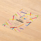 色鉛筆キッズアートバースデーパーティー アクリル招待状 (レイダウン)