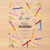 色鉛筆キッズアートバースデーパーティー アクリル招待状 (正面)