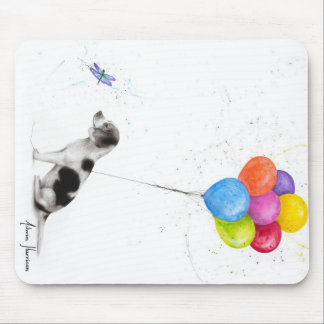 色鉛筆スケッチビーグル犬と風船 マウスパッド