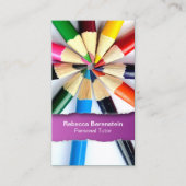 色鉛筆チューター取り付け暗い赤紫色名刺 名刺 (正面)