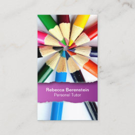 色鉛筆チューター取り付け暗い赤紫色名刺 名刺