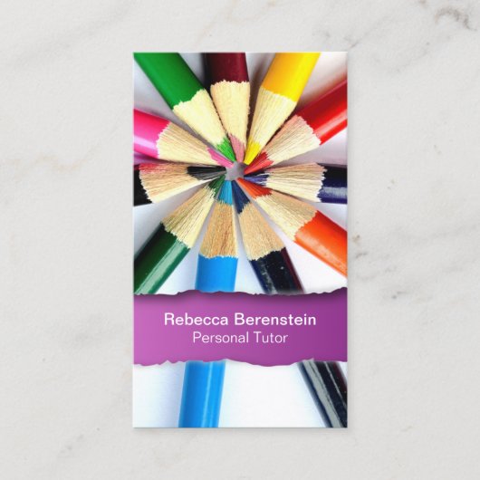 色鉛筆チューター取り付け暗い赤紫色名刺 名刺 (正面)