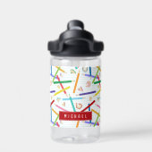 色鉛筆パターンキッズスクール ウォーターボトル (背面)