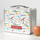 色鉛筆パターンキッズスクール メタルランチボックス (インサイチュ)