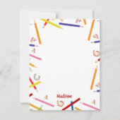 色鉛筆パターンキッズ名前をカスタムする ノートカード (正面)