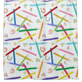 色鉛筆パターンキッズ シャワーカーテン (正面)