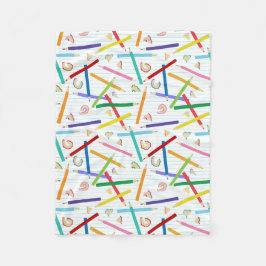 色鉛筆パターン フリースブランケット