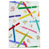 色鉛筆パターン ミディアムペーパーバッグ (正面)