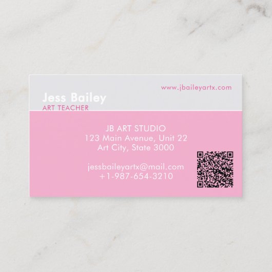 色鉛筆ピンク先生名刺 名刺 (裏面)