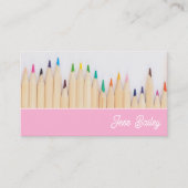 色鉛筆ピンク先生名刺 名刺 (正面)