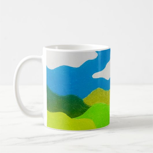 色鉛筆抽象的な風景青空 コーヒーマグカップ (左)