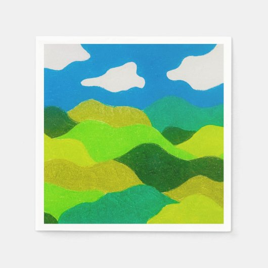 色鉛筆抽象風景青空 スタンダードカクテルナプキン (正面)