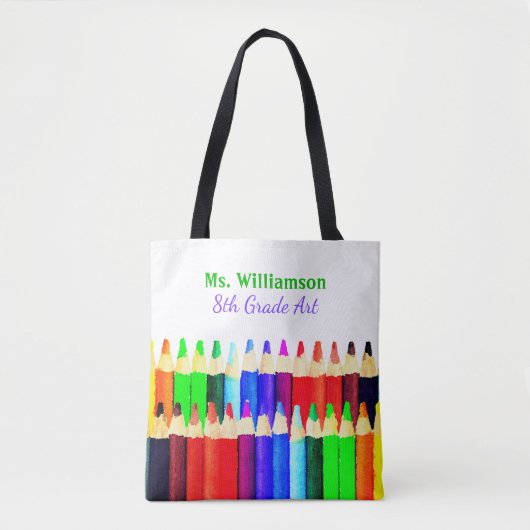 色鉛筆新学期カスタム先生名 トートバッグ (正面)