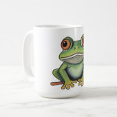 色鉛筆画のカエル コーヒーマグカップ (正面左)