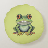色鉛筆画のカエル ラウンドクッション (裏面)