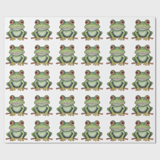 色鉛筆画のカエル ラッピングペーパー (フラット)