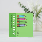 色鉛筆緑パーティの招待状 招待状 (スタンド正面)