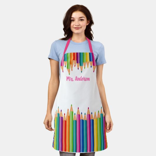 色鉛筆行個人用エプロン エプロン (着用した状態)