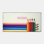 色鉛筆、あなたの名前、プロフェッショナル デスクマット (正面)