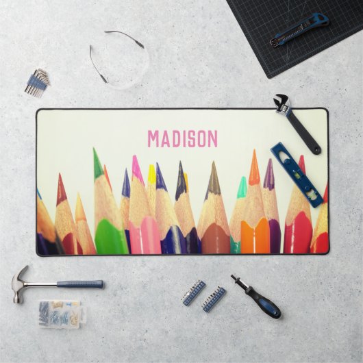 色鉛筆、あなたの名前、プロフェッショナル デスクマット (ワークステーション)