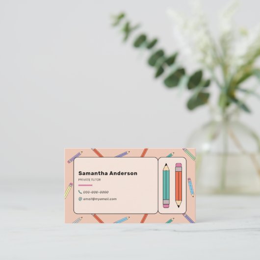 色鉛筆、家庭教師 名刺 (スタンド正面)