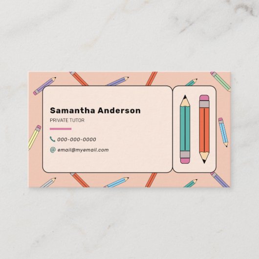 色鉛筆、家庭教師 名刺 (正面)