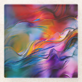 「色電流」コンテンポラリー抽象芸術 ガラスコースター (正面)