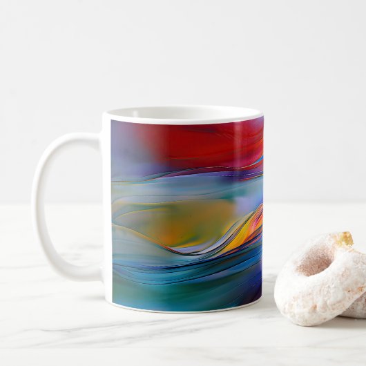「色電流」コンテンポラリー抽象芸術 コーヒーマグカップ (ドーナツ)